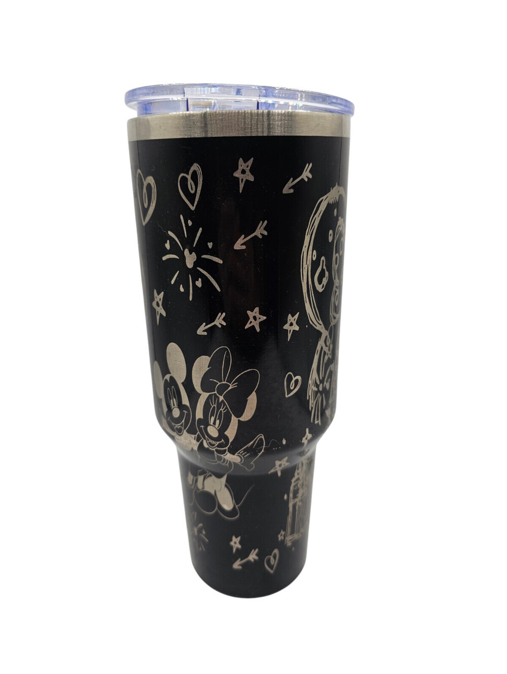 40-ounce insulated travel mug Laser-engraved Mickey Mouse and Cinderella Castle - Picture 2 of 6